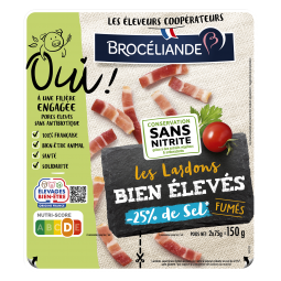 Les Lardons bien élevés fumés sel réduit 2x75g 