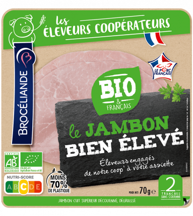 Le jambon Bien Élevé sans couenne 2 tranches Bio et Français