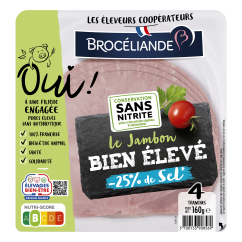 Le Jambon bien élevé sans couenne sel réduit 4 tranches