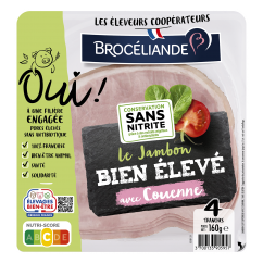 Le Jambon bien élevé avec couenne 4 tranches
